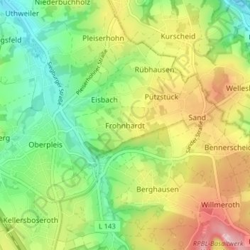 Frohnhardt topographic map, elevation, terrain