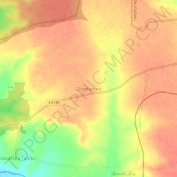 Chindanura topographic map, elevation, terrain