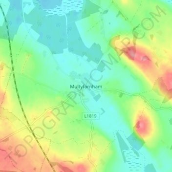 Multyfarnham topographic map, elevation, terrain