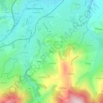 Malpas topographic map, elevation, terrain