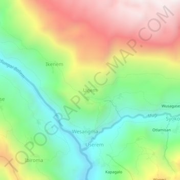 Ugem topographic map, elevation, terrain