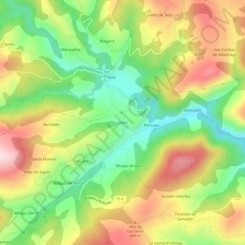 Gavín topographic map, elevation, terrain