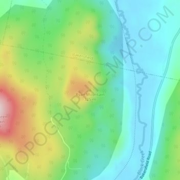 Ryan Mountain topographic map, elevation, terrain