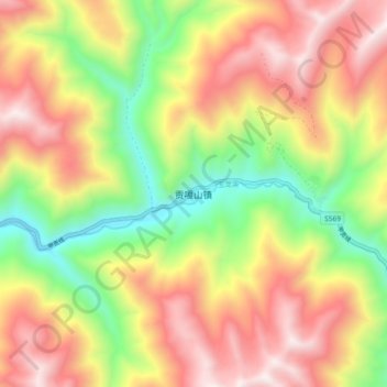 贡嘎山镇 topographic map, elevation, terrain