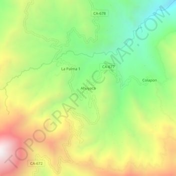 Ahuyaca topographic map, elevation, terrain