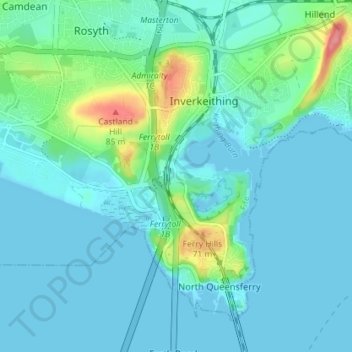 Jamestown topographic map, elevation, terrain