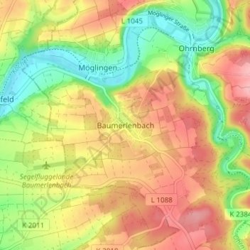 Baumerlenbach topographic map, elevation, terrain