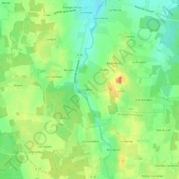 Monin topographic map, elevation, terrain