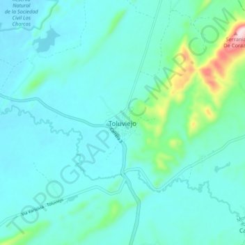 Toluviejo topographic map, elevation, terrain