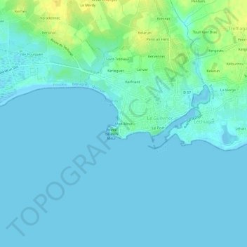 Men Meur topographic map, elevation, terrain