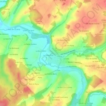 Le Bourg topographic map, elevation, terrain