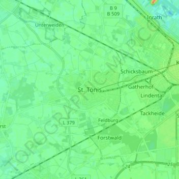 St. Tönis topographic map, elevation, terrain