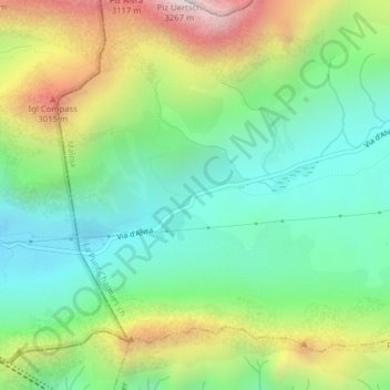 Albulapass topographic map, elevation, terrain