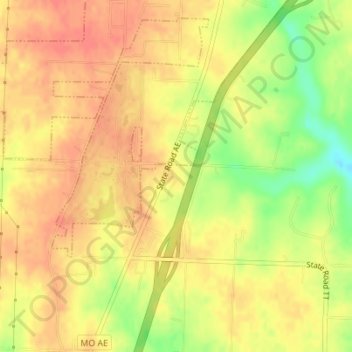 KNLJ-TV (Jefferson City) topographic map, elevation, terrain