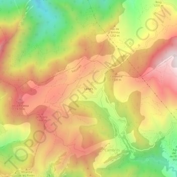 Llinars topographic map, elevation, terrain