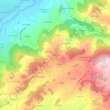 Le Bourg topographic map, elevation, terrain