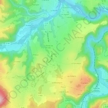 Pirolles topographic map, elevation, terrain