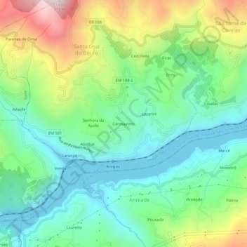 Carrapatelo topographic map, elevation, terrain