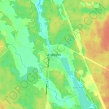 Skebobruk topographic map, elevation, terrain