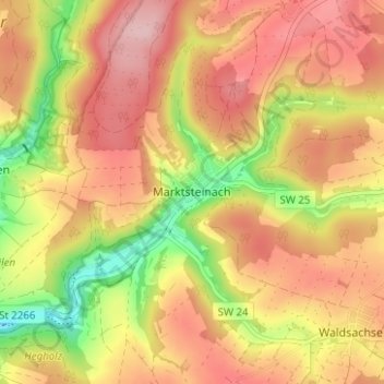 Marktsteinach topographic map, elevation, terrain