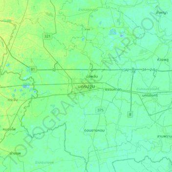 Nakhon Pathom topographic map, elevation, terrain