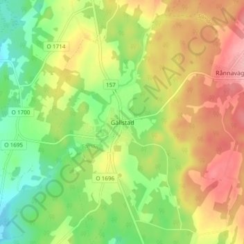 Gällstad topographic map, elevation, terrain
