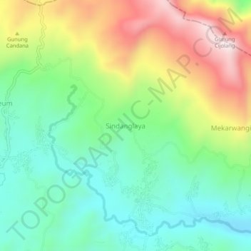 Sindanglaya topographic map, elevation, terrain