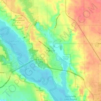 Polk City topographic map, elevation, terrain