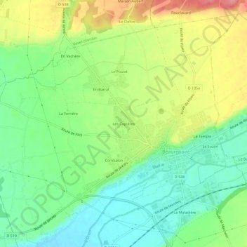 Les Copières topographic map, elevation, terrain