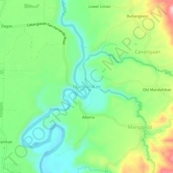 Mandahican topographic map, elevation, terrain