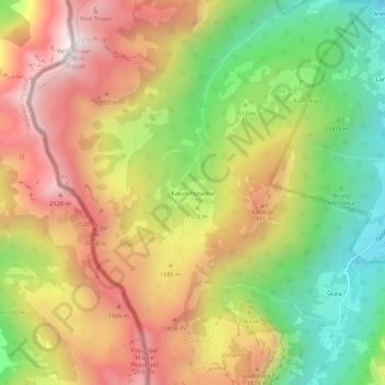Katun Popadija topographic map, elevation, terrain