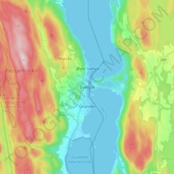 Svelvik topographic map, elevation, terrain