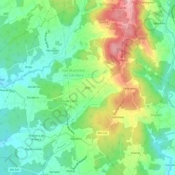 Vide topographic map, elevation, terrain