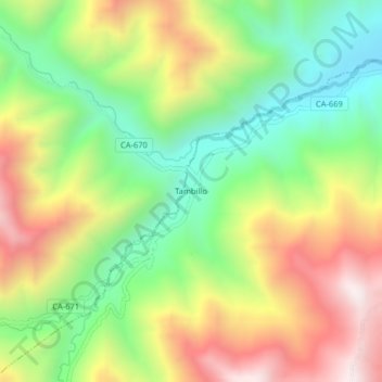 Tambillo topographic map, elevation, terrain