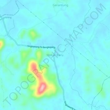 Mekar Baru topographic map, elevation, terrain