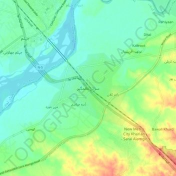 Sarai Alamgir topographic map, elevation, terrain