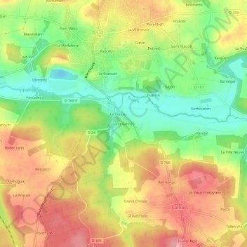 Lann Gannec topographic map, elevation, terrain