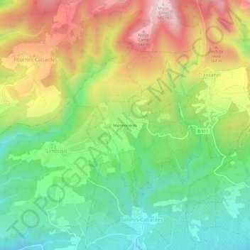 Marmonières topographic map, elevation, terrain