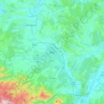 Hermannstadt topographic map, elevation, terrain