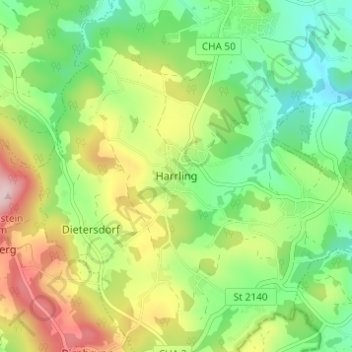 Harrling topographic map, elevation, terrain