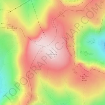 Glas Maol topographic map, elevation, terrain
