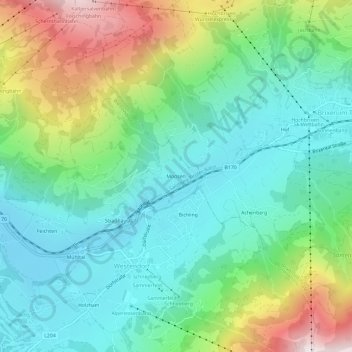 Moosen topographic map, elevation, terrain