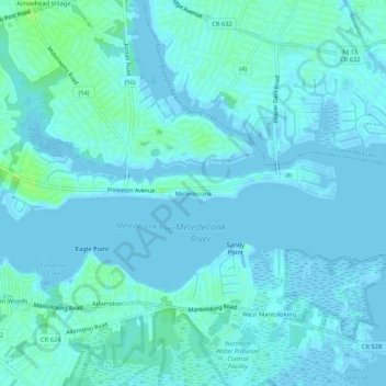 Metedeconk topographic map, elevation, terrain