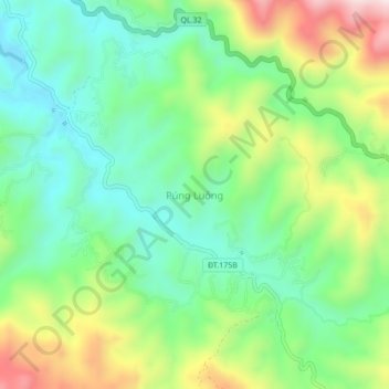 Púng Luông topographic map, elevation, terrain