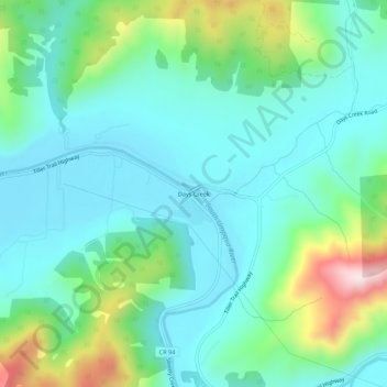 Days Creek topographic map, elevation, terrain