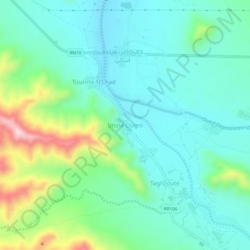 Imine Ougni topographic map, elevation, terrain