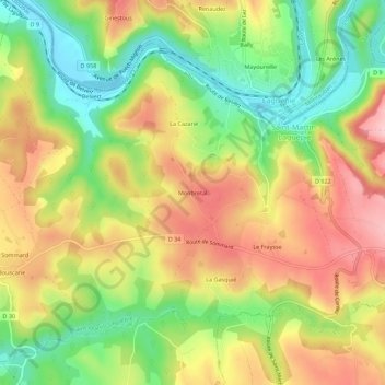 Monbretal topographic map, elevation, terrain