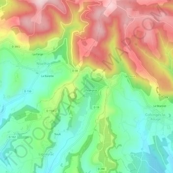 Langlade topographic map, elevation, terrain