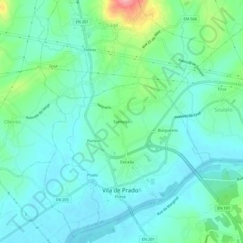 Santiago topographic map, elevation, terrain