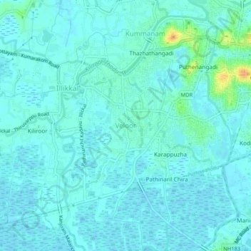 Veloor topographic map, elevation, terrain